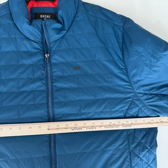 Rhone Quilted Jacket Mens Mens XXL Blue Quilted Insulated Hooded Full Zip